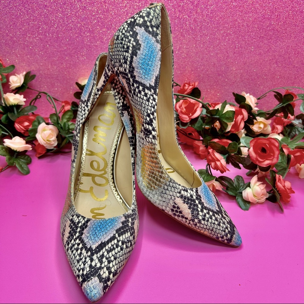 Sam Edelman Multi-colored/Gold Snake Skin Heels